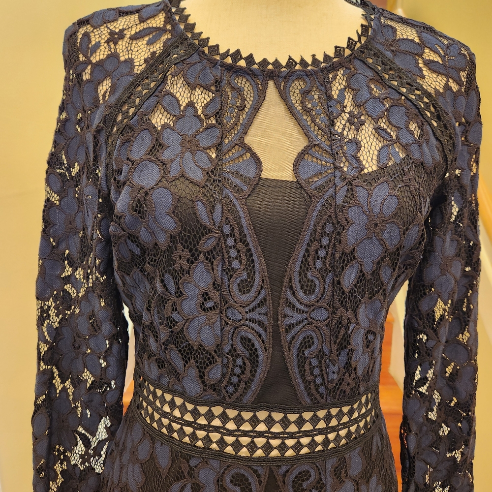 RACHEL Rachel Roy Navy Lace Long Sleeve Dress - Picture 5 of 12